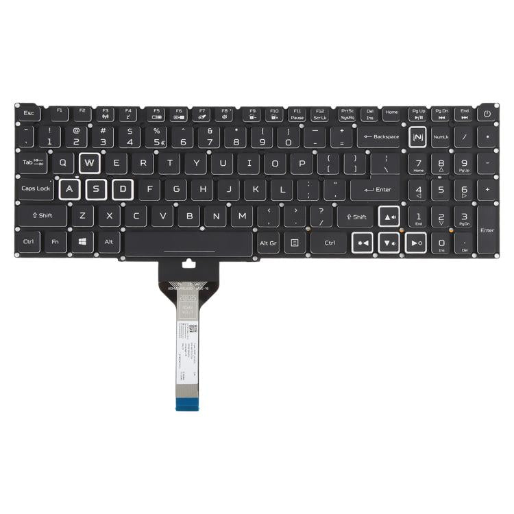 US Version Laptop Backlit Keyboard for Acer Nitro 5 AN515-51 52-55K1 N17C1 AN515-57-53TK - White Text with Solors
