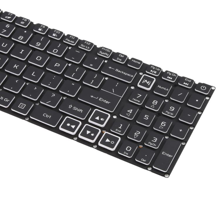 US Version Laptop Backlit Keyboard for Acer Nitro 5 AN515-51 52-55K1 N17C1 AN515-57-53TK - White Text with Solors