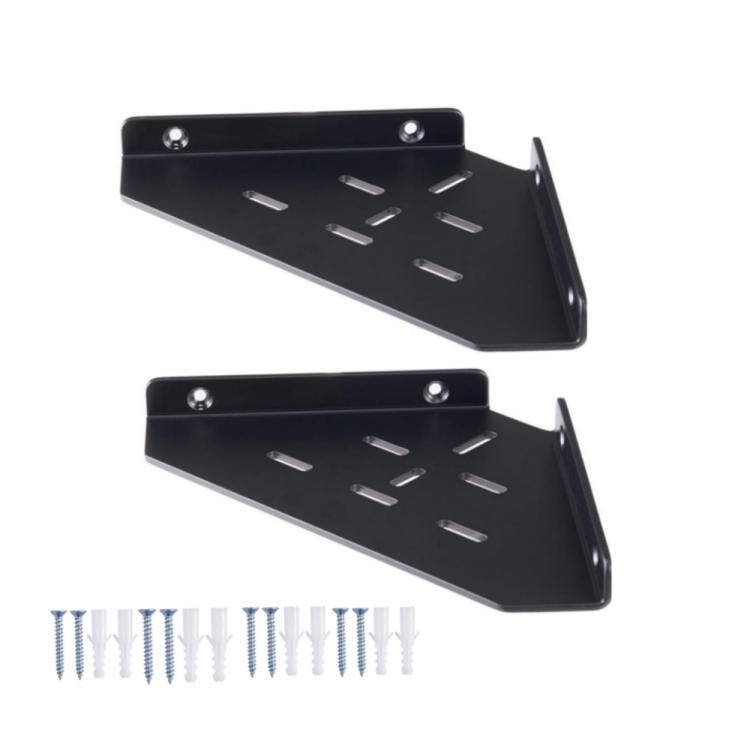 2pcs/Pack Wall-Mounted Acrylic Corner Shelf Triangular Storage Rack - Black