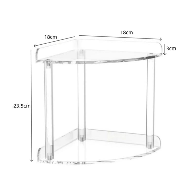 Double Layered Clear Acrylic Corner Storage Rack Desktop Organizer - Transparent