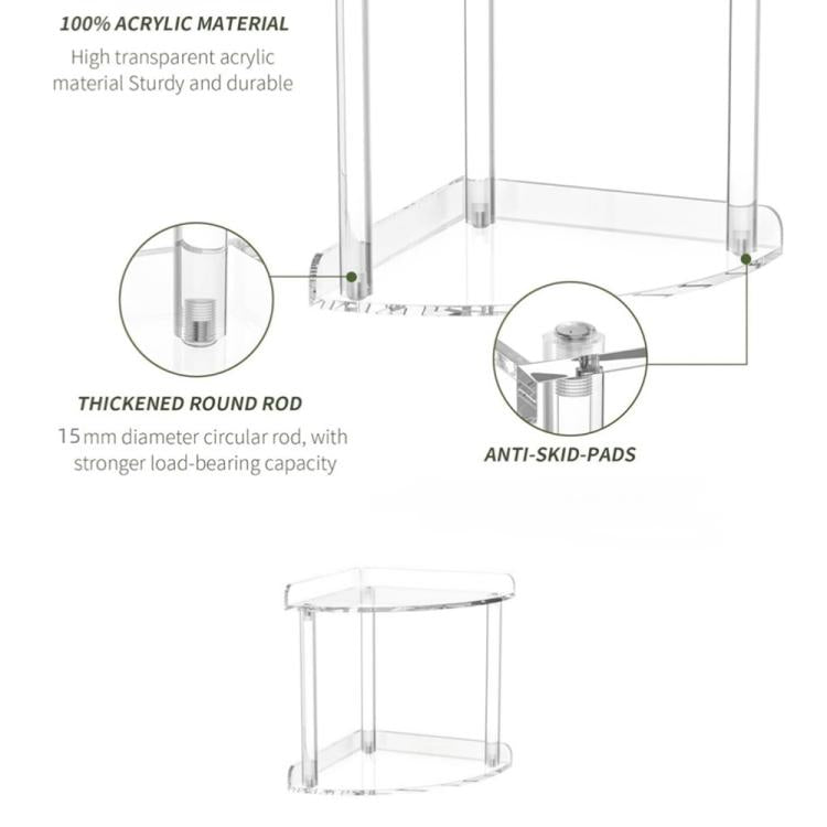 Double Layered Clear Acrylic Corner Storage Rack Desktop Organizer - Transparent