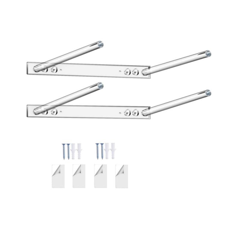2pcs/Pack Wall-Mounted Clear Acrylic Three Holes Adjustable Cowboy Hat Storage Rack - Transparent