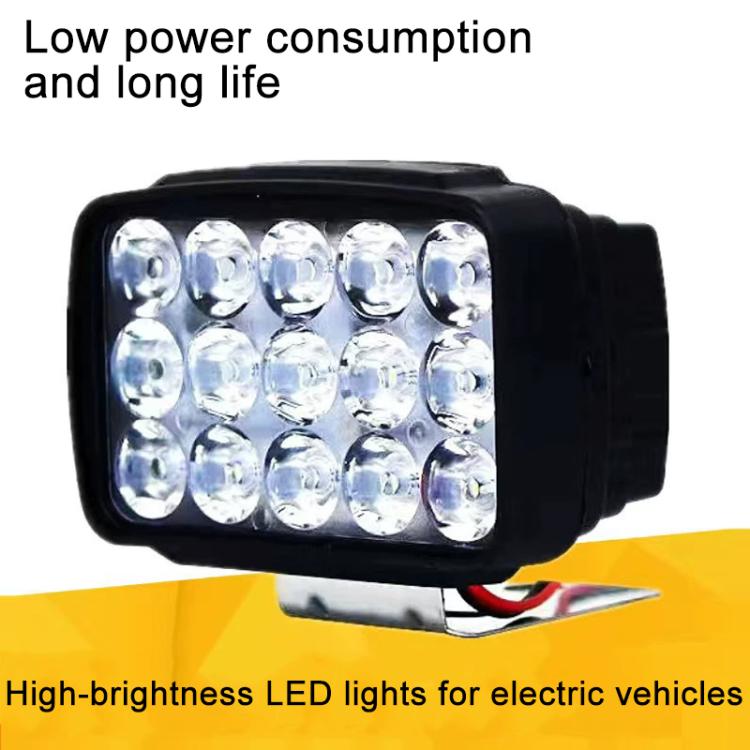 DC 12V-80V LED Super Bright Headlight Beam Driving Light for Electric Vehicle, Tractor, ATV/UTV, Type:15-LEDs Single Light