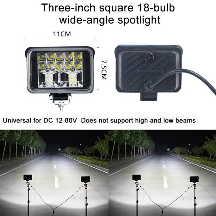 DC 12V-80V LED Super Bright Headlight Beam Driving Light for Electric Vehicle, Tractor, ATV/UTV, Type:3 inch 18-LEDs Single Light