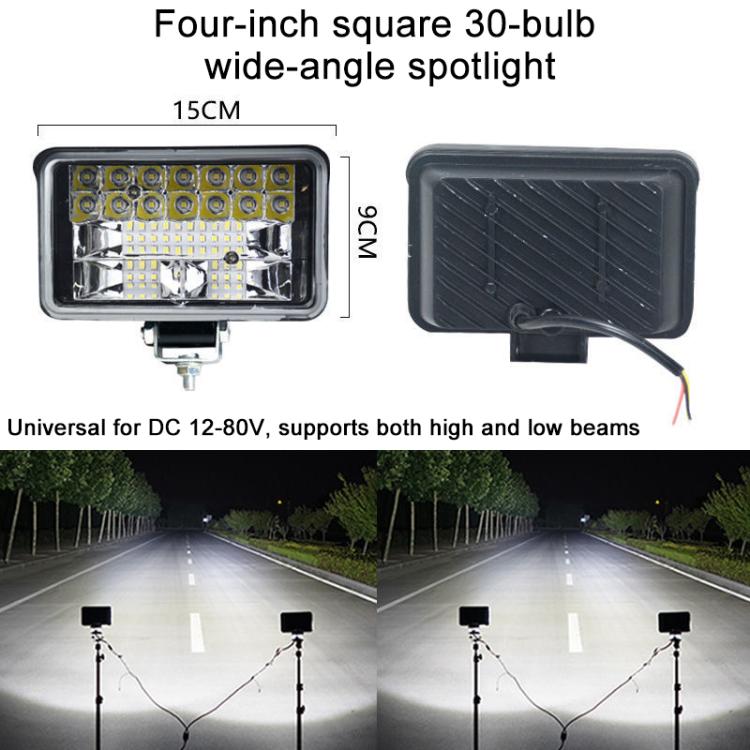 DC 12V-80V LED Super Bright Headlight Beam Driving Light for Electric Vehicle, Tractor, ATV/UTV, Type:4 inch 30-LEDs High Low Light