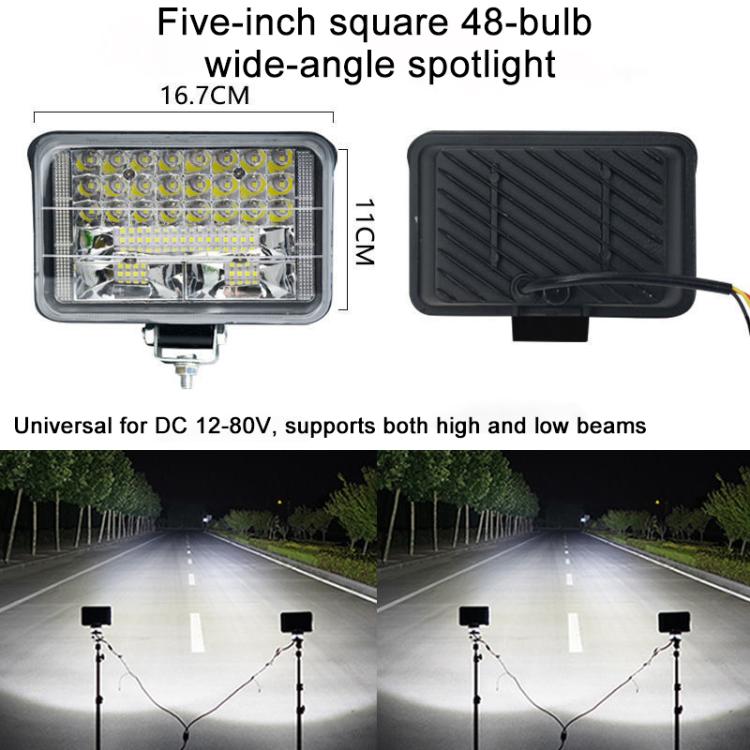 DC 12V-80V LED Super Bright Headlight Beam Driving Light for Electric Vehicle, Tractor, ATV/UTV, Type:5 inch 48-LEDs High Low Light