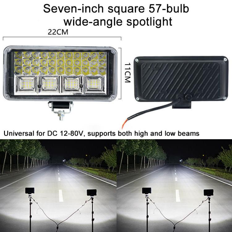 DC 12V-80V LED Super Bright Headlight Beam Driving Light for Electric Vehicle, Tractor, ATV/UTV, Type:7 inch 57-LEDs High Low Light