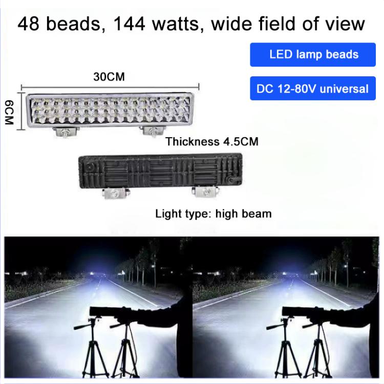 DC 12V-80V LED Super Bright Headlight Beam Driving Light for Electric Vehicle, Tractor, ATV/UTV, Type:30cm Long Strip 48-LEDs Spot Flood