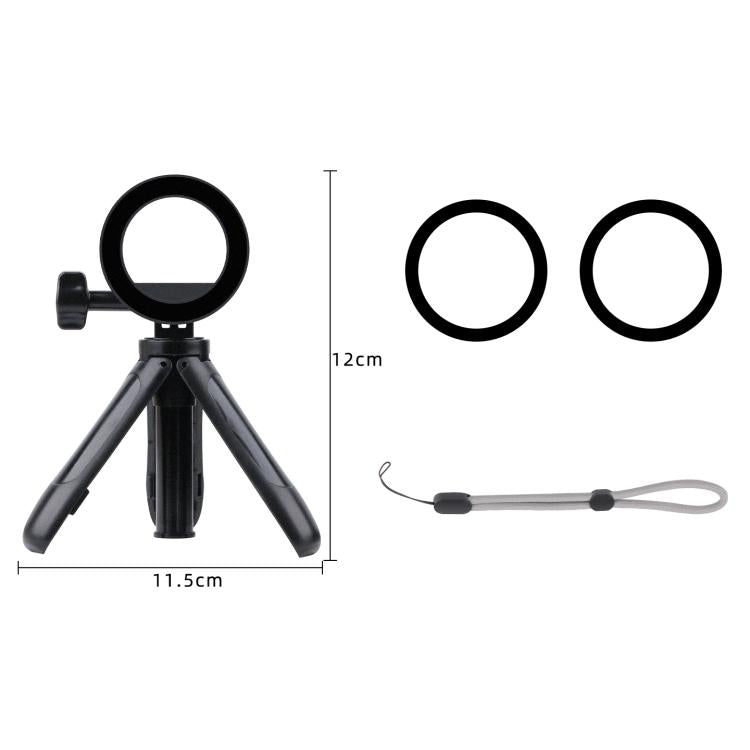 Mini Magnetic Phone Tripod Extendable Selfie Stick Phone Holder - Black