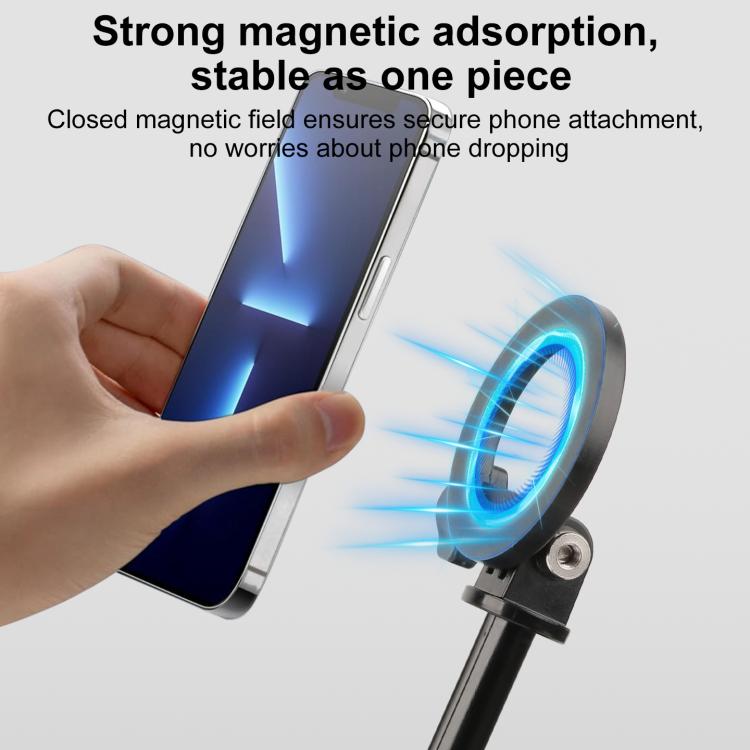 Mini Magnetic Phone Tripod Extendable Selfie Stick Phone Holder - Black