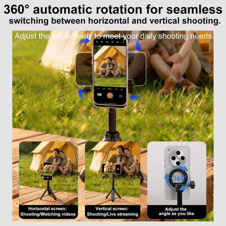 Mini Magnetic Phone Tripod Extendable Selfie Stick Phone Holder - Black