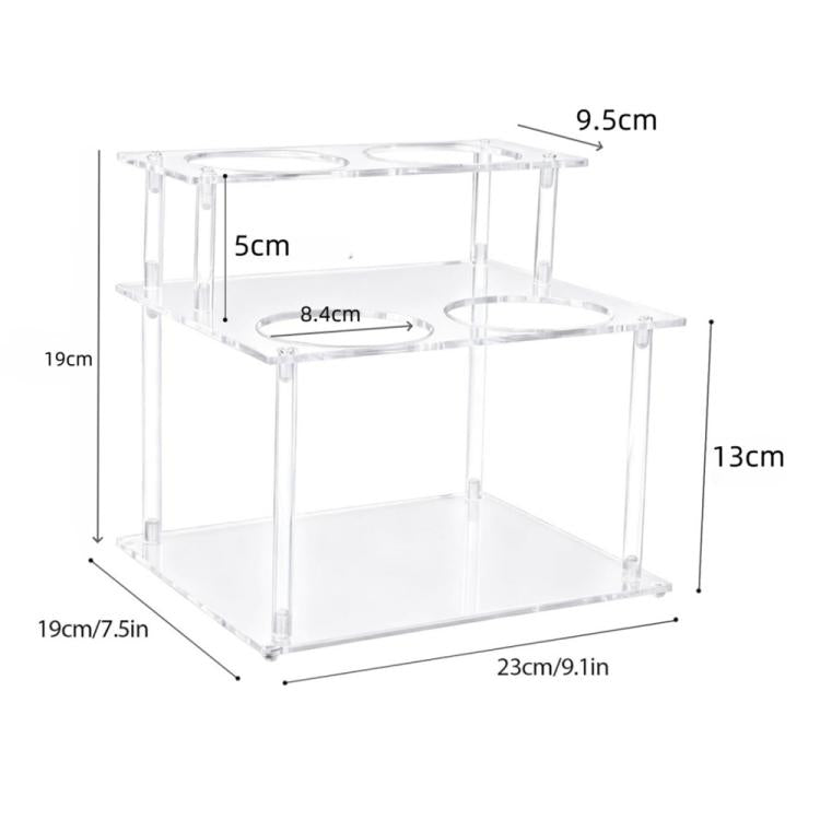 Double Layered Clear Acrylic Coffee Syrup Storage Rack Desktop Bar Counter Wine Display Stand - Transparent