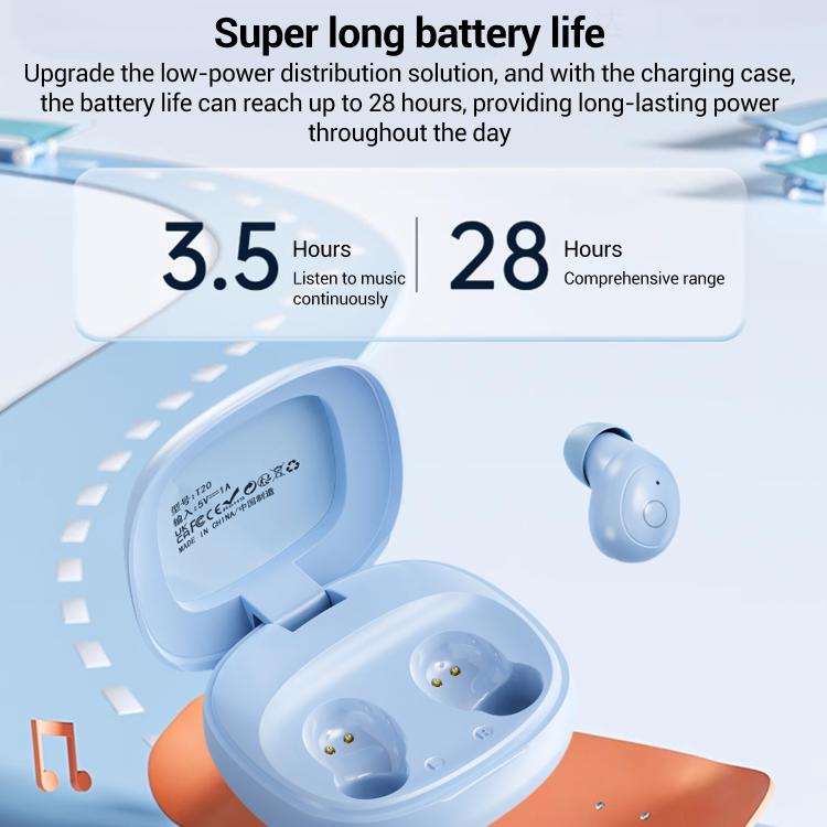 T20 Sleep Noise Reduction Mini Silicone In-Ear Bluetooth Earphones