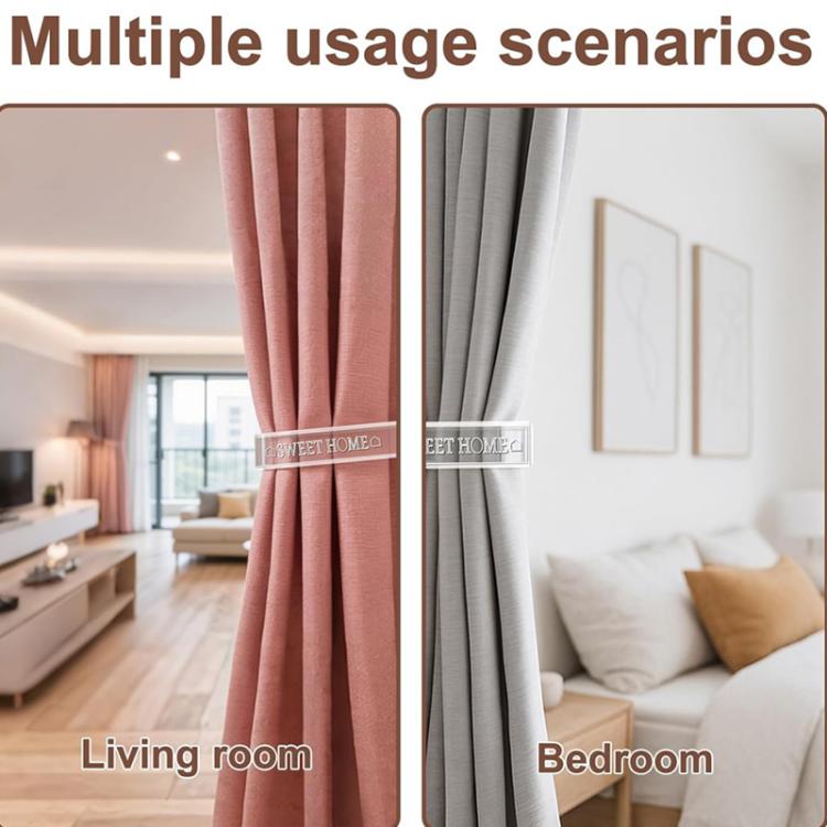 1 Pair/Pack Clear Acrylic Curtain Tieback Holder Curtain Clips, Support Drill-free and Drilled Installation - Transparent