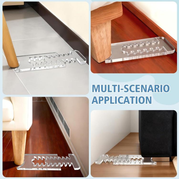 Two Set/Pack Adjustable Clear Acrylic Furniture Anti-Slip Protective Gasket Wall Spacers - Transparent