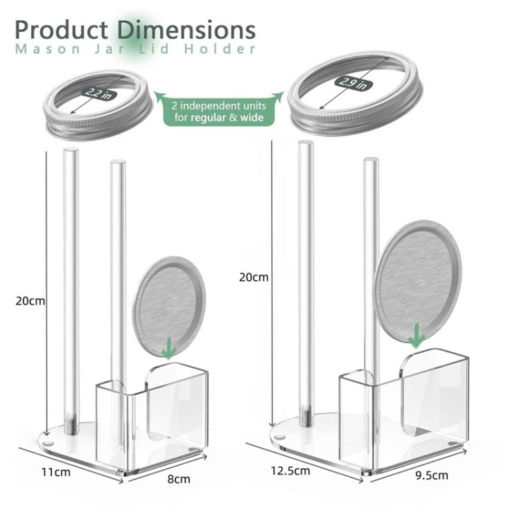 Transparent Acrylic Mason Jar Lid Storage Rack, Specification:70mm and 86mm 2pcs/Pack