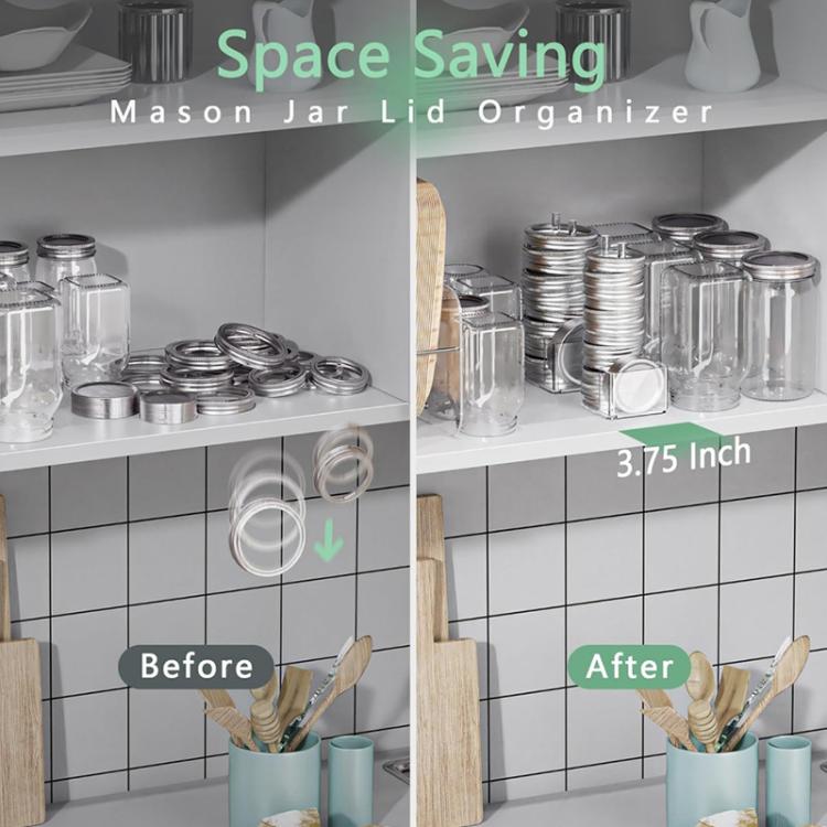 Transparent Acrylic Mason Jar Lid Storage Rack, Specification:70mm and 86mm 2pcs/Pack