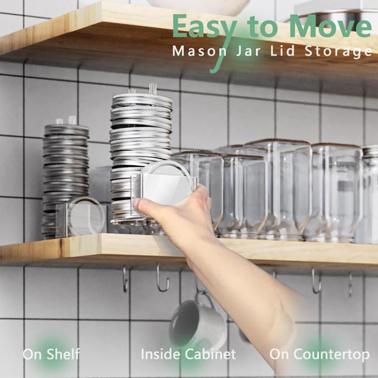 Transparent Acrylic Mason Jar Lid Storage Rack, Specification:70mm and 86mm 2pcs/Pack