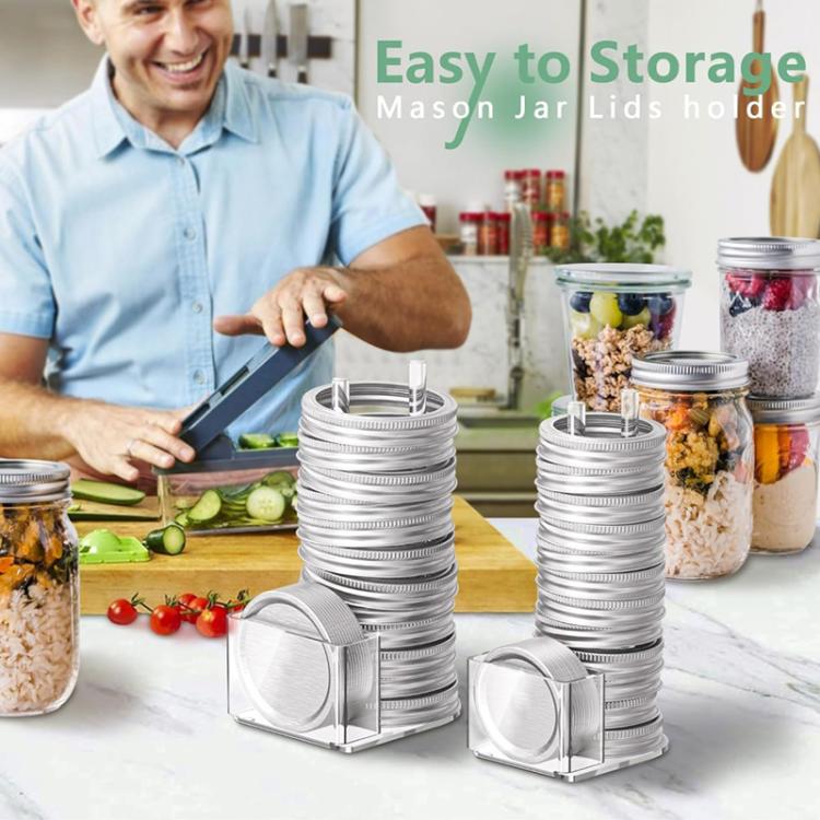 Transparent Acrylic Mason Jar Lid Storage Rack, Specification:70mm and 86mm 2pcs/Pack