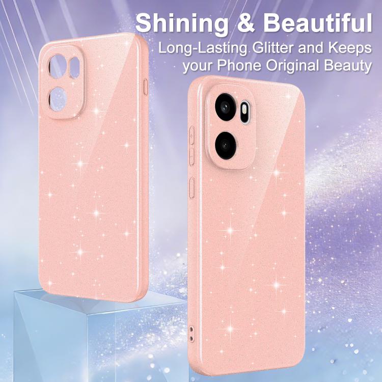For OnePlus Ace 6 / Ace 6T 5G Fine Hole Glossy Glitter Magnetic TPU Phone Case with Same Color Hand Strap