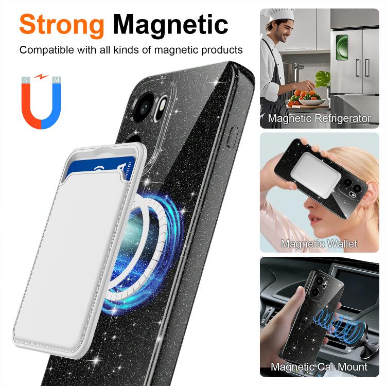 For OnePlus Ace 6 / Ace 6T 5G Fine Hole Glossy Glitter Magnetic TPU Phone Case with Same Color Hand Strap