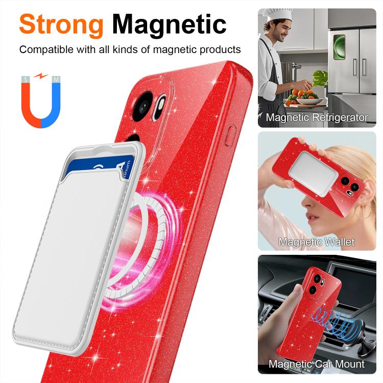 For OnePlus Ace 6 / Ace 6T 5G Fine Hole Glossy Glitter Magnetic TPU Phone Case with Same Color Hand Strap