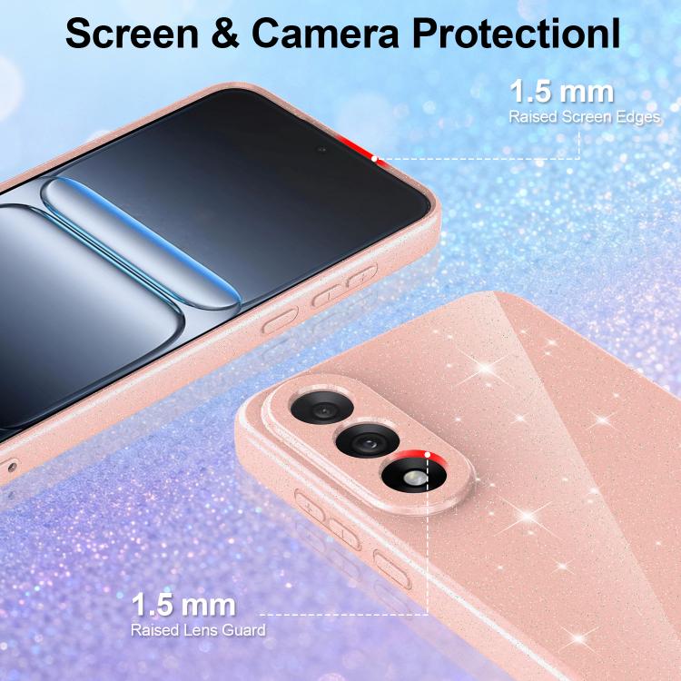 For OnePlus Nord 5 / Ace 5 Ultra 5G Fine Hole Glossy Glitter Magnetic TPU Phone Case with Same Color Hand Strap