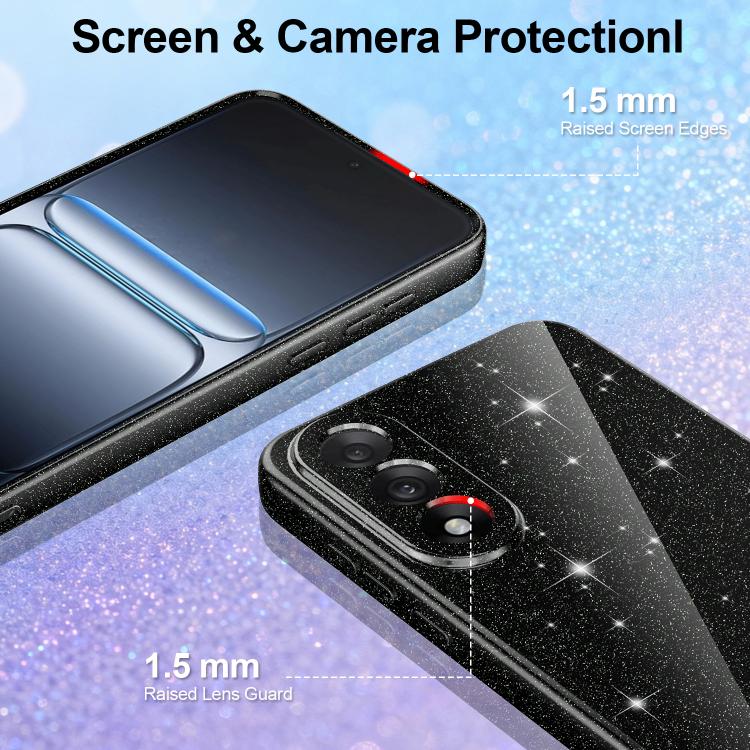 For OnePlus Nord 5 / Ace 5 Ultra 5G Fine Hole Glossy Glitter Magnetic TPU Phone Case with Same Color Hand Strap