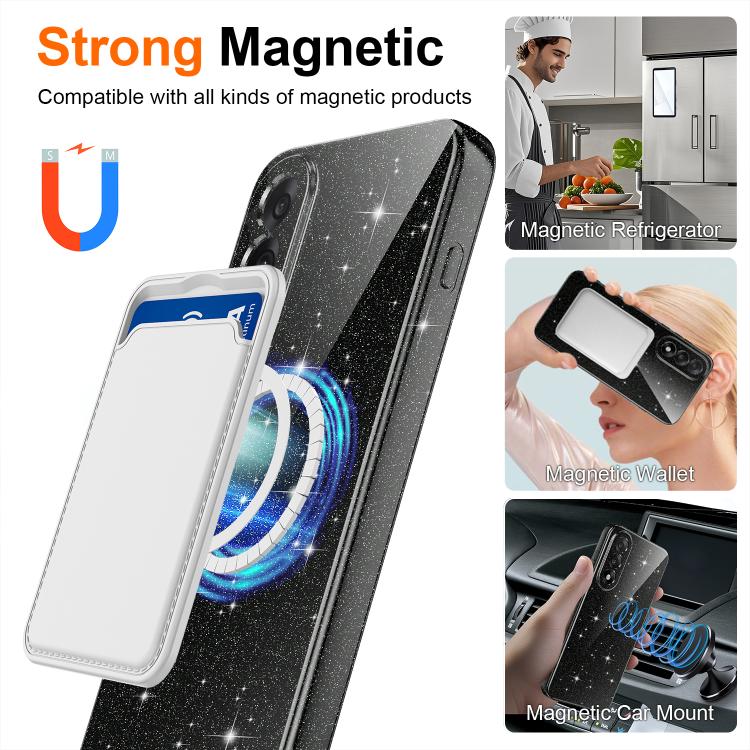 For OnePlus Nord 5 / Ace 5 Ultra 5G Fine Hole Glossy Glitter Magnetic TPU Phone Case with Same Color Hand Strap