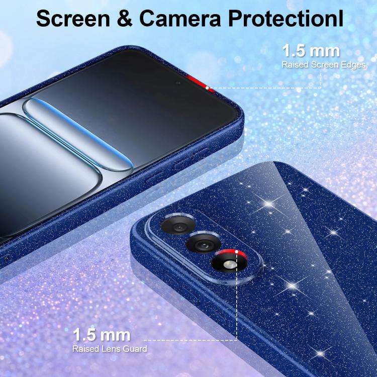 For OnePlus Nord 5 / Ace 5 Ultra 5G Fine Hole Glossy Glitter Magnetic TPU Phone Case with Same Color Hand Strap