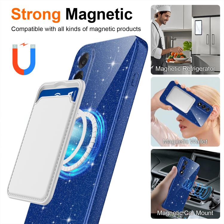 For OnePlus Nord 5 / Ace 5 Ultra 5G Fine Hole Glossy Glitter Magnetic TPU Phone Case with Same Color Hand Strap