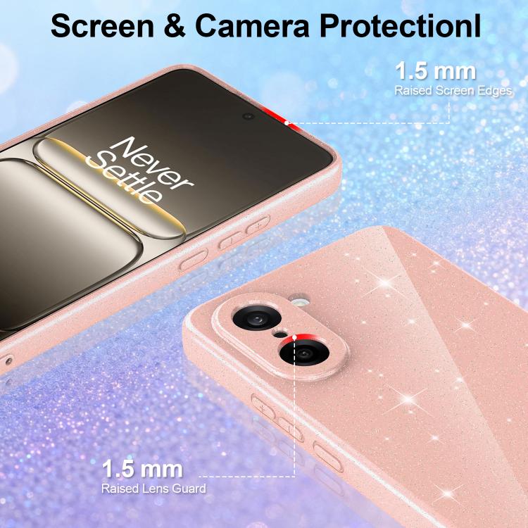 For OnePlus Nord CE5 / Ace 5 Racing 5G Fine Hole Glossy Glitter Magnetic TPU Phone Case with Same Color Hand Strap