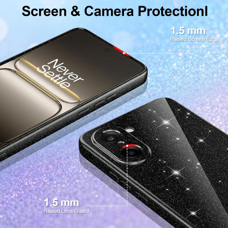 For OnePlus Nord CE5 / Ace 5 Racing 5G Fine Hole Glossy Glitter Magnetic TPU Phone Case with Same Color Hand Strap