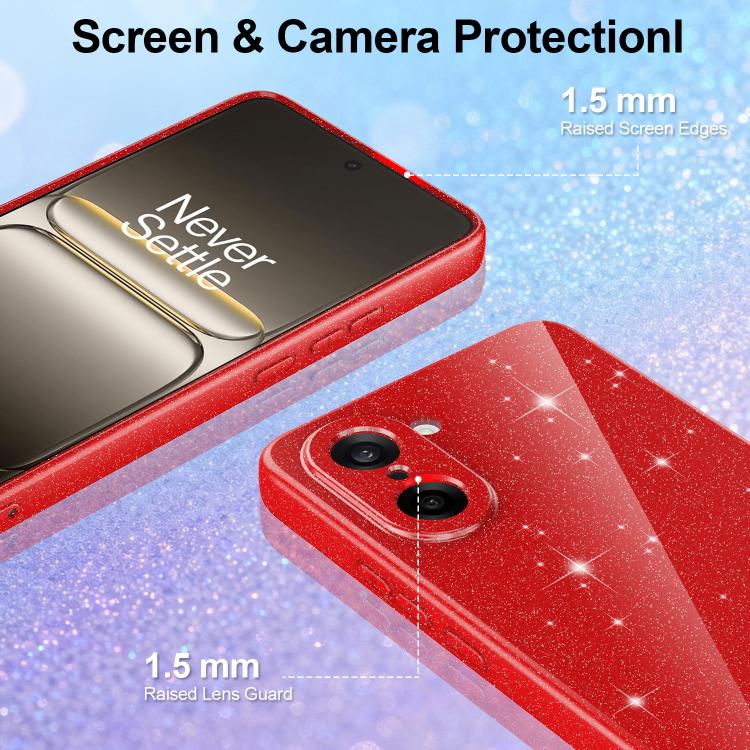 For OnePlus Nord CE5 / Ace 5 Racing 5G Fine Hole Glossy Glitter Magnetic TPU Phone Case with Same Color Hand Strap