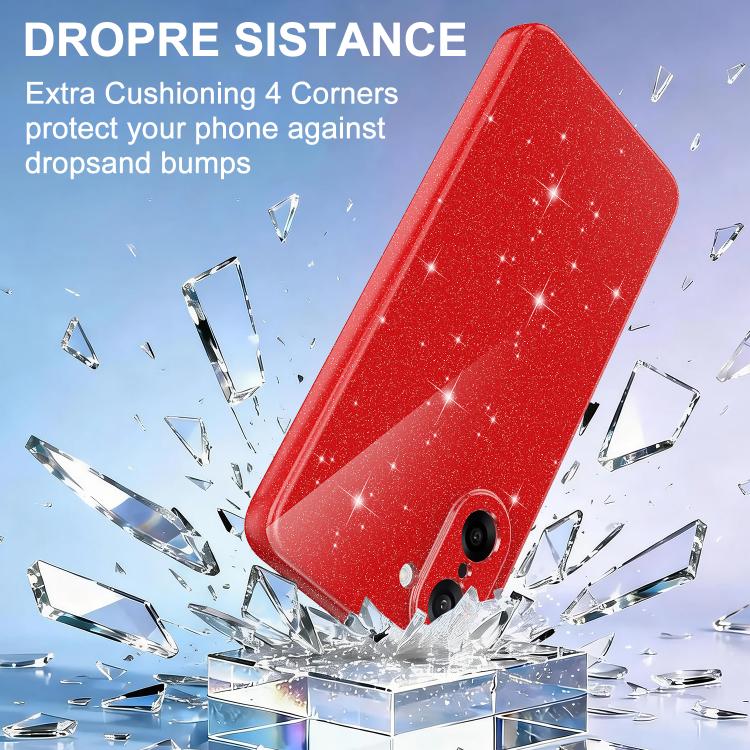 For OnePlus Nord CE5 / Ace 5 Racing 5G Fine Hole Glossy Glitter Magnetic TPU Phone Case with Same Color Hand Strap