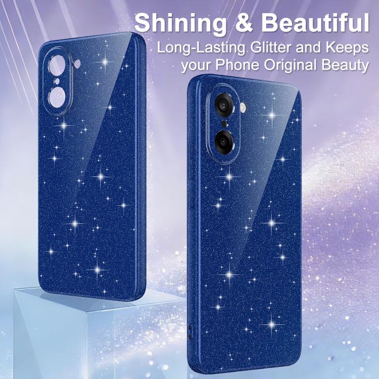 For OnePlus Nord CE5 / Ace 5 Racing 5G Fine Hole Glossy Glitter Magnetic TPU Phone Case with Same Color Hand Strap
