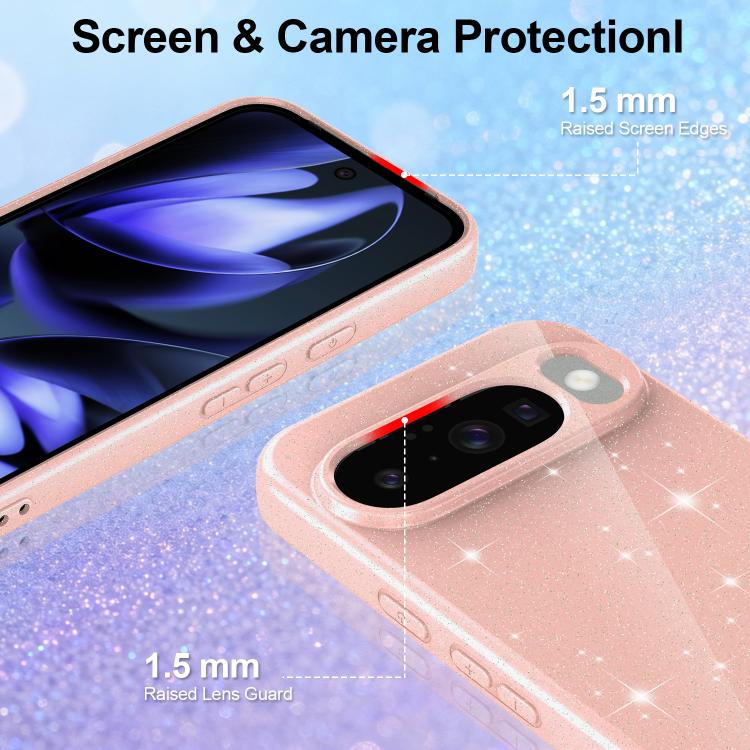 For Google Pixel 10 Fine Hole Glossy Glitter Magnetic TPU Phone Case with Same Color Hand Strap