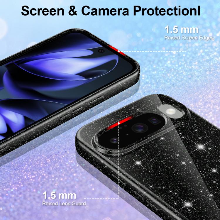 For Google Pixel 10 Fine Hole Glossy Glitter Magnetic TPU Phone Case with Same Color Hand Strap