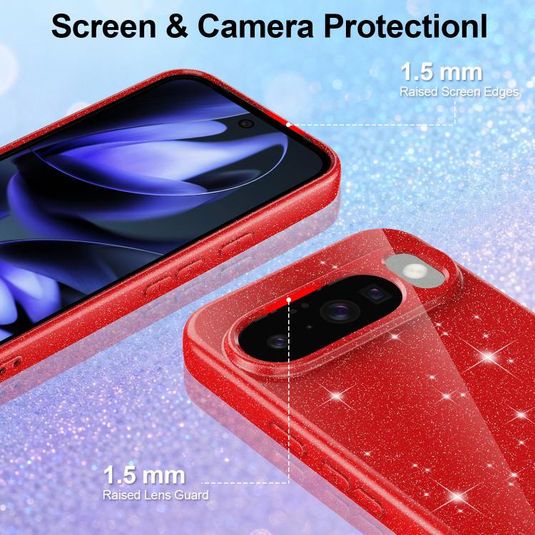 For Google Pixel 10 Fine Hole Glossy Glitter Magnetic TPU Phone Case with Same Color Hand Strap