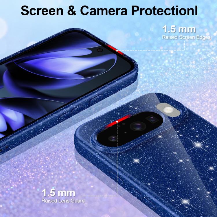 For Google Pixel 10 Fine Hole Glossy Glitter Magnetic TPU Phone Case with Same Color Hand Strap