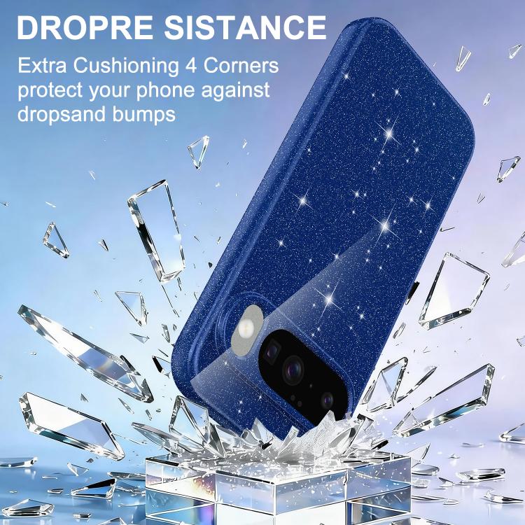 For Google Pixel 10 Fine Hole Glossy Glitter Magnetic TPU Phone Case with Same Color Hand Strap