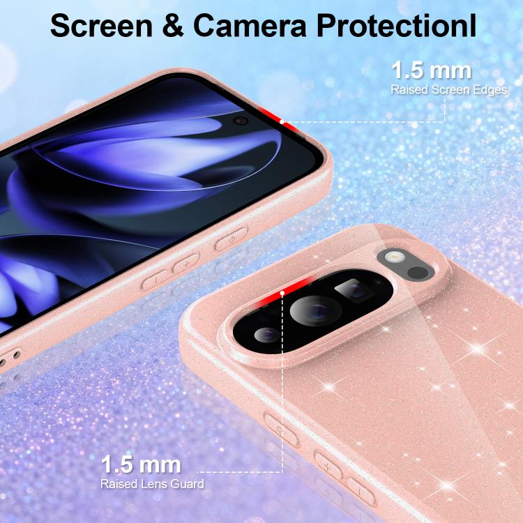 For Google Pixel 10 Pro XL Fine Hole Glossy Glitter Magnetic TPU Phone Case with Same Color Hand Strap