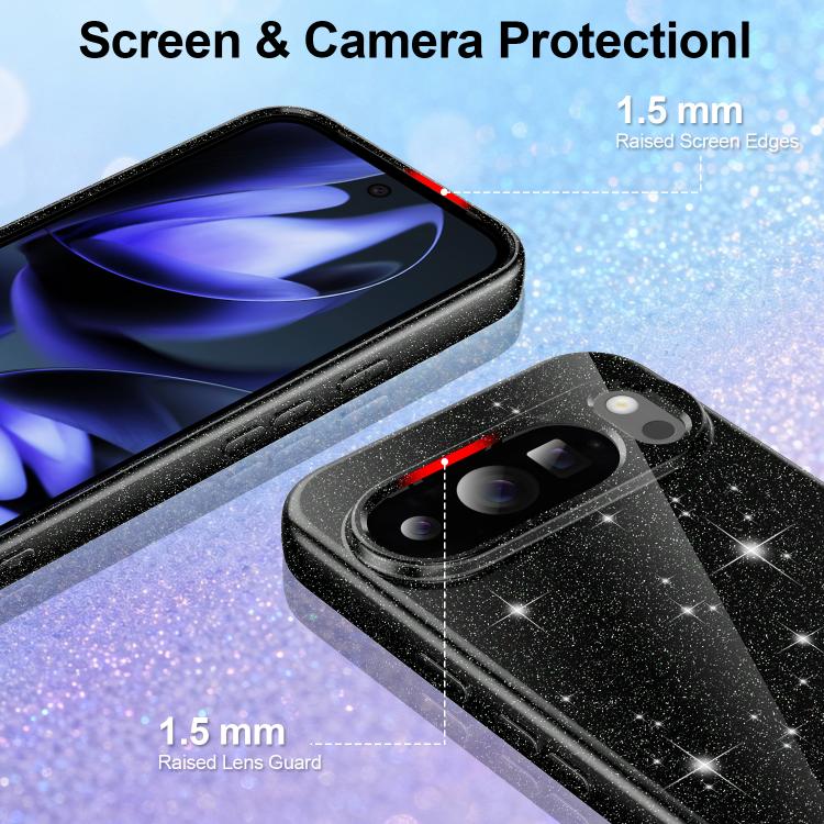 For Google Pixel 10 Pro XL Fine Hole Glossy Glitter Magnetic TPU Phone Case with Same Color Hand Strap