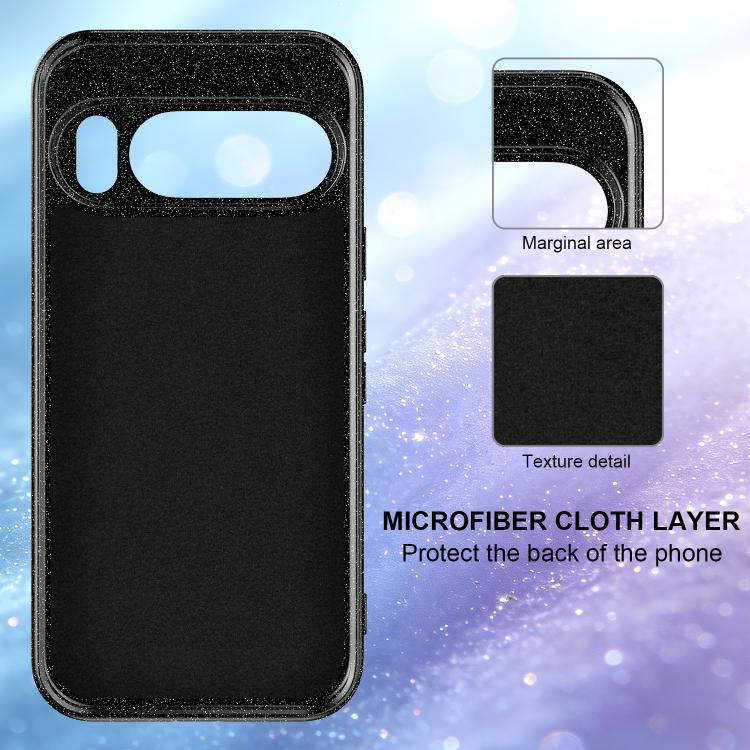 For Google Pixel 10 Pro Fine Hole Glossy Glitter Magnetic TPU Phone Case with Same Color Hand Strap
