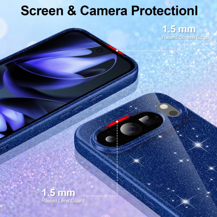 For Google Pixel 10 Pro Fine Hole Glossy Glitter Magnetic TPU Phone Case with Same Color Hand Strap