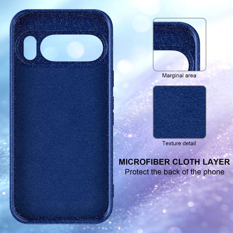 For Google Pixel 10 Pro Fine Hole Glossy Glitter Magnetic TPU Phone Case with Same Color Hand Strap