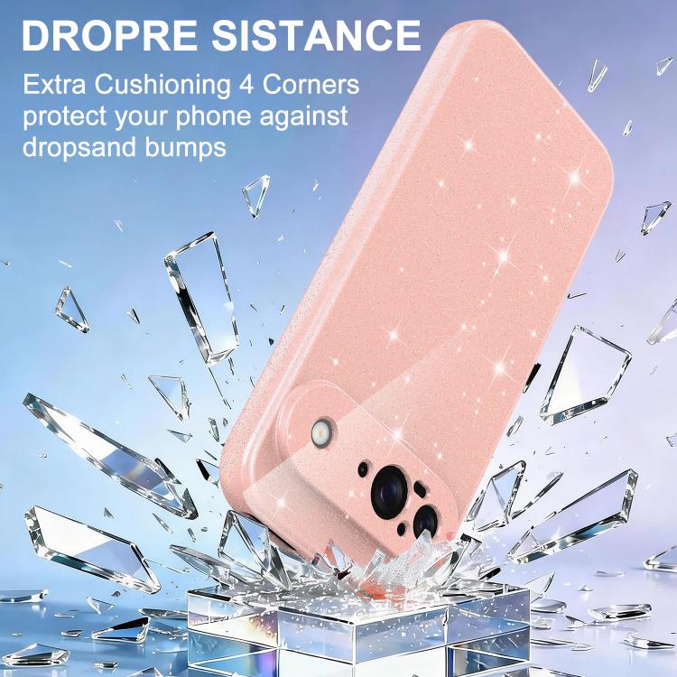 For Google Pixel 9 Fine Hole Glossy Glitter Magnetic TPU Phone Case with Same Color Hand Strap