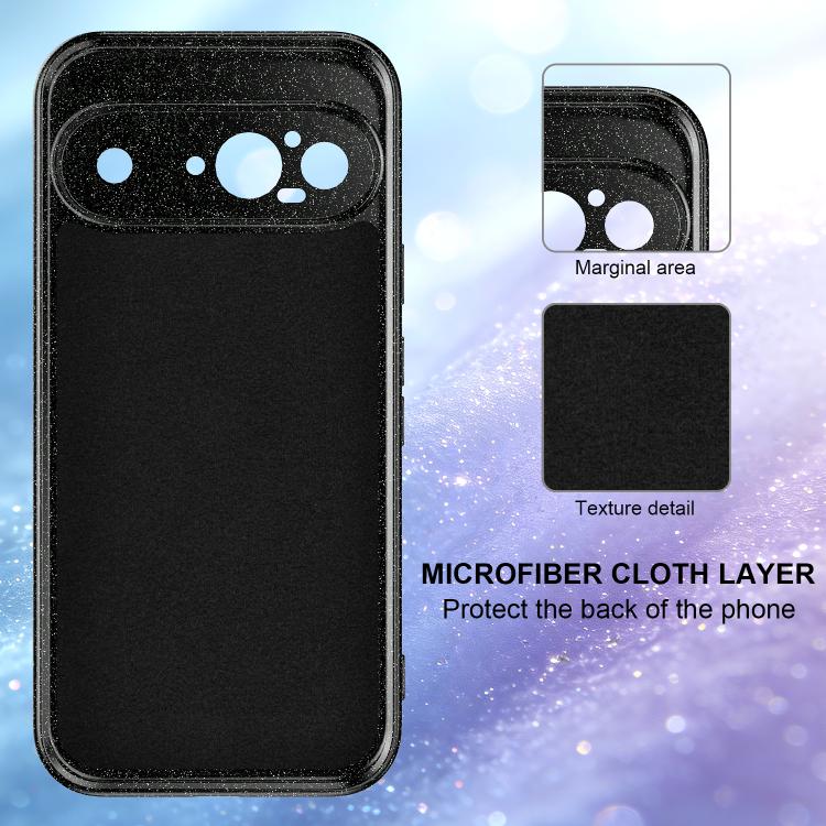 For Google Pixel 9 Fine Hole Glossy Glitter Magnetic TPU Phone Case with Same Color Hand Strap