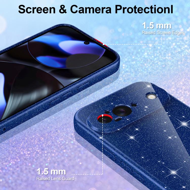 For Google Pixel 9 Fine Hole Glossy Glitter Magnetic TPU Phone Case with Same Color Hand Strap
