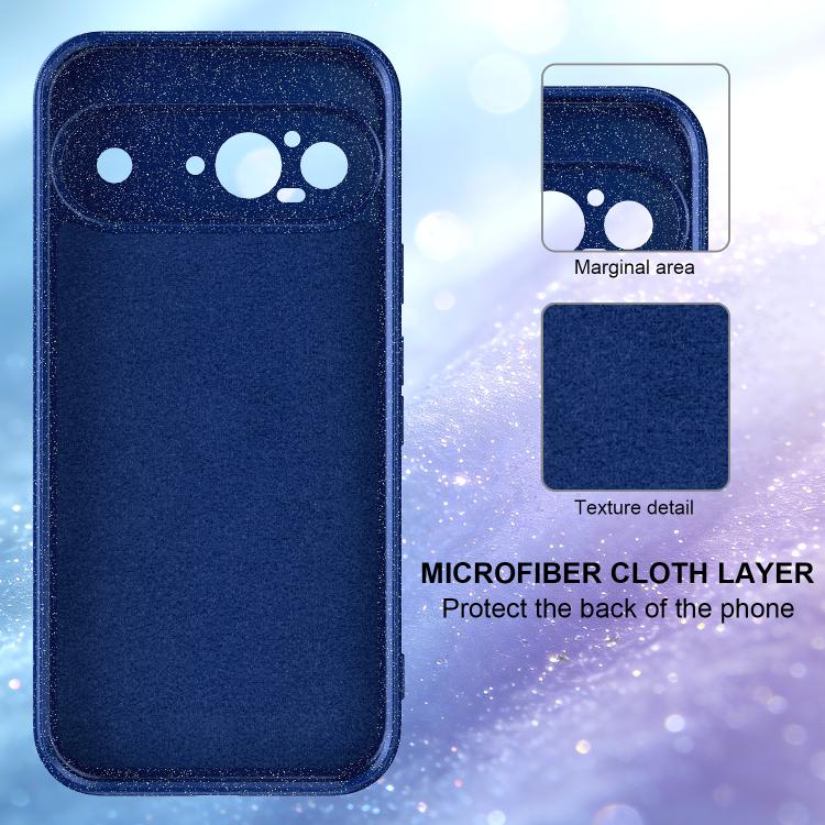For Google Pixel 9 Fine Hole Glossy Glitter Magnetic TPU Phone Case with Same Color Hand Strap